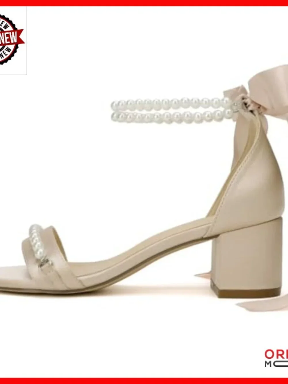Pearl Embellished Block Heel Wedding Sandals Size EU 36-41